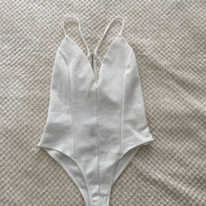 White bodysuit with lace detailing